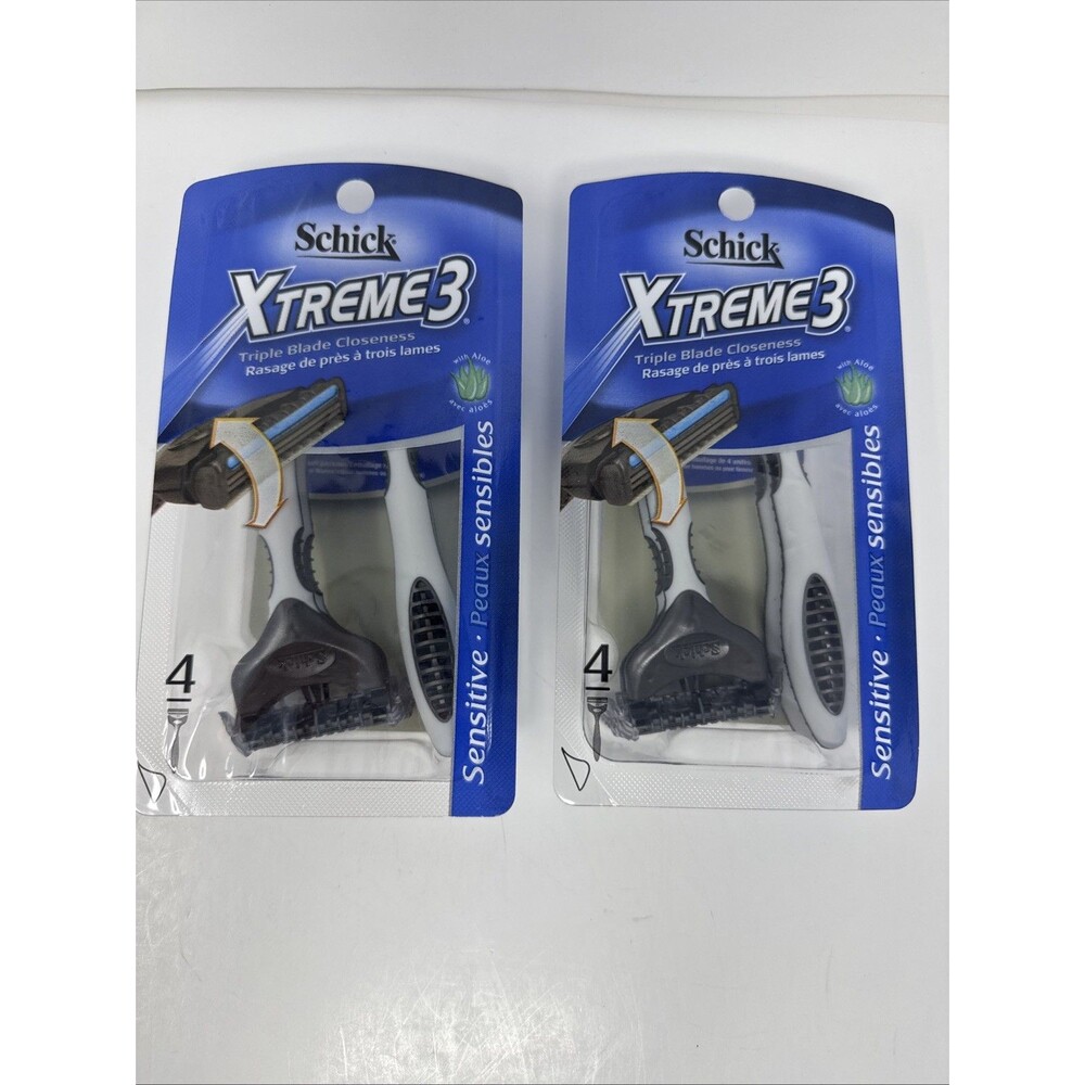 LOT OF 2 Schick Xtreme 3 Refresh Disposable Razor 4 pack Sensitive 8 total razor